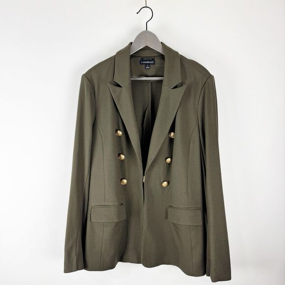 Lane Bryant The Bryant Blazer Size 16 Olive Green Gold Buttons Ponte Jacket - Picture 1 of 16